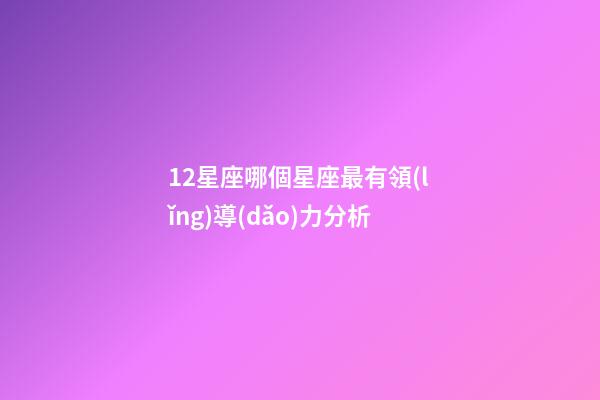 12星座哪個星座最有領(lǐng)導(dǎo)力分析-第1張-星座運勢-玄機派