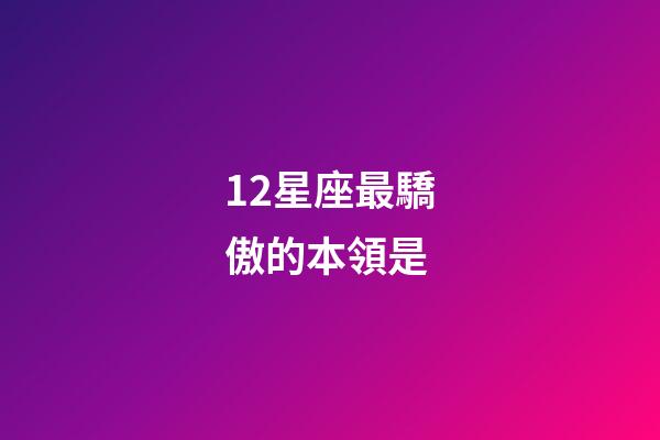 12星座最驕傲的本領是-第1張-星座運勢-玄機派