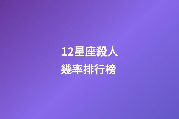 12星座殺人幾率排行榜-第1張-星座運勢-玄機派