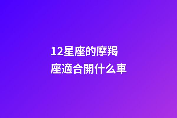 12星座的摩羯座適合開什么車-第1張-星座運勢-玄機派