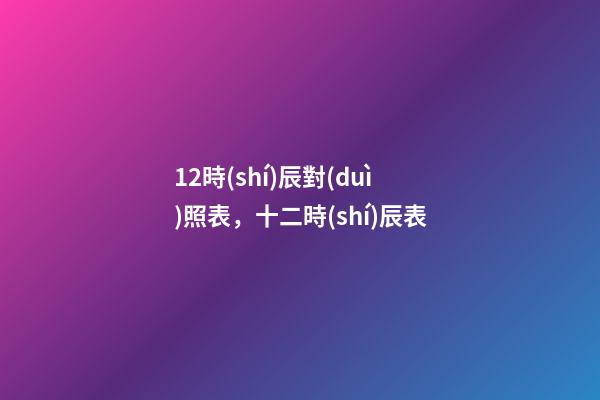 12時(shí)辰對(duì)照表，十二時(shí)辰表