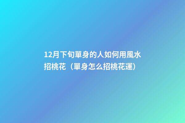 12月下旬單身的人如何用風水招桃花（單身怎么招桃花運）