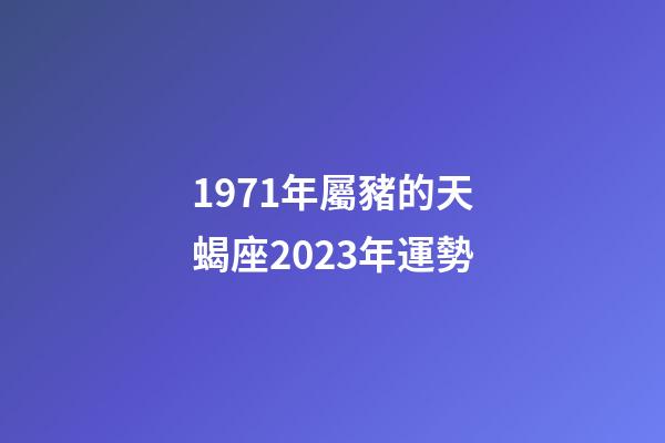 1971年屬豬的天蝎座2023年運勢-第1張-星座運勢-玄機派