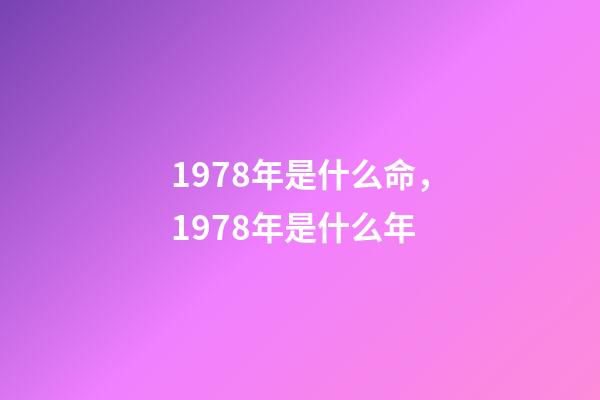 1978年是什么命，1978年是什么年