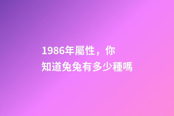 1986年屬性，你知道兔兔有多少種嗎-第1張-觀點-玄機派