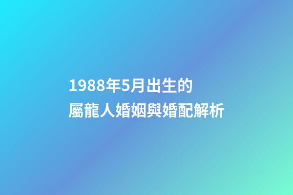 1988年5月出生的屬龍人婚姻與婚配解析