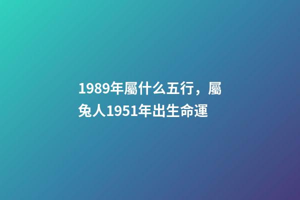 1989年屬什么五行，屬兔人1951年出生命運-第1張-觀點-玄機派