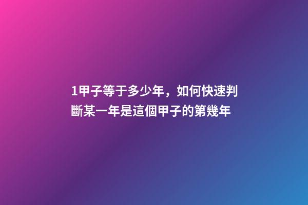 1甲子等于多少年，如何快速判斷某一年是這個甲子的第幾年-第1張-觀點-玄機派