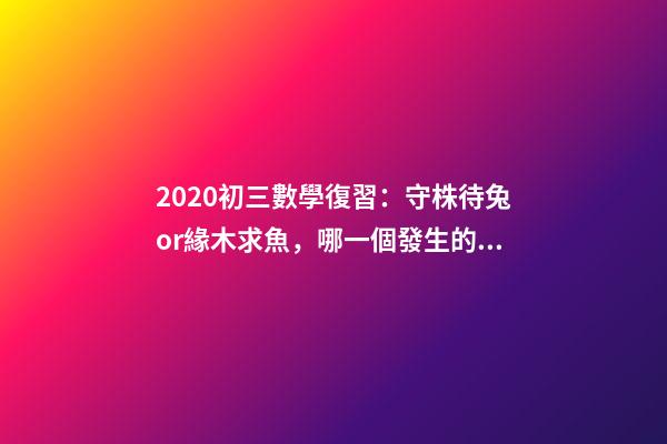 2020初三數學復習：守株待兔or緣木求魚，哪一個發生的可能性更大-第1張-觀點-玄機派