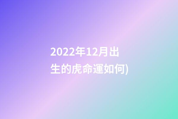 2022年12月出生的虎命運如何(十二月 你好——愛滿家書(314))-第1張-觀點-玄機派