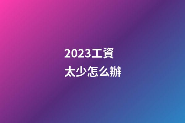 2023工資太少怎么辦