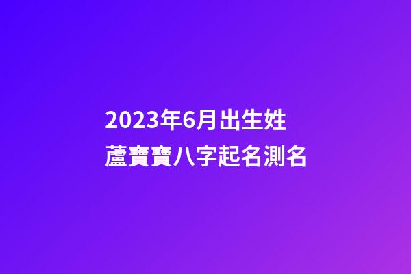 2023年6月出生姓蘆寶寶八字起名測名