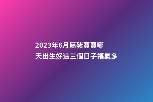 2023年6月屬豬寶寶哪天出生好?這三個日子福氣多