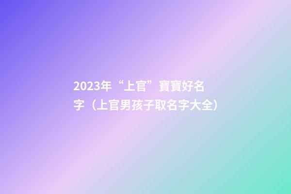 2023年“上官”寶寶好名字（上官男孩子取名字大全）