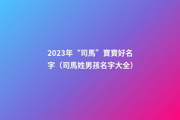 2023年“司馬”寶寶好名字（司馬姓男孩名字大全）