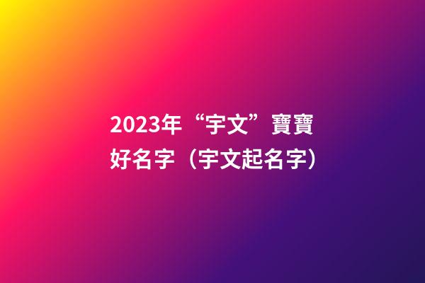 2023年“宇文”寶寶好名字（宇文起名字）