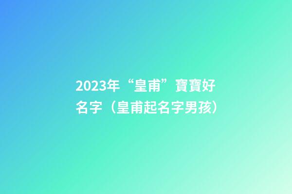 2023年“皇甫”寶寶好名字（皇甫起名字男孩）