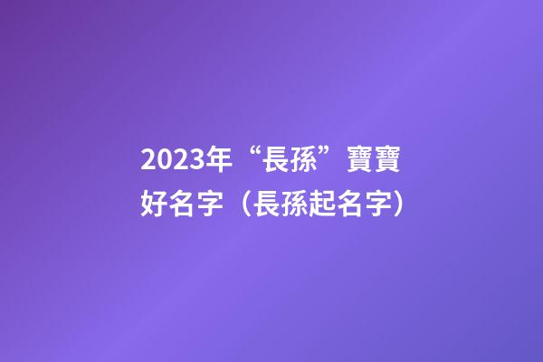2023年“長孫”寶寶好名字（長孫起名字）