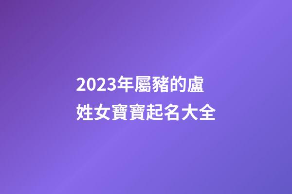 2023年屬豬的盧姓女寶寶起名大全