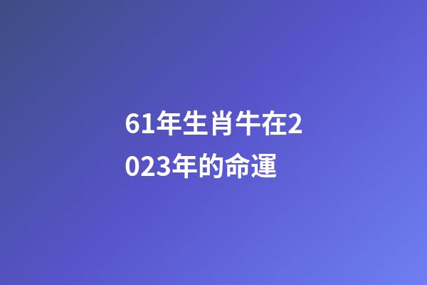 61年生肖牛在2023年的命運(自帶“財庫”，“財氣”大通的3大生肖)-第1張-觀點-玄機派