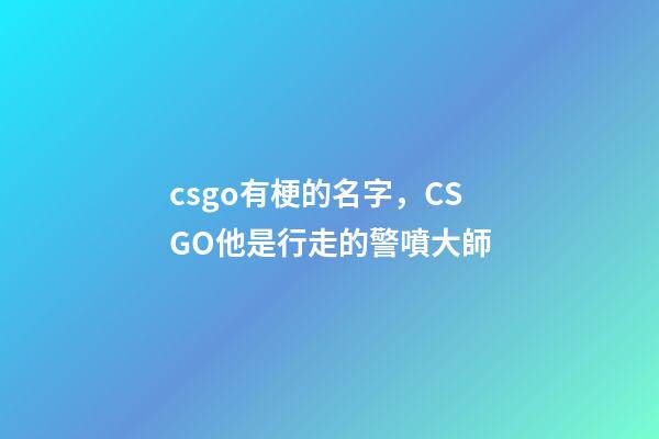 csgo有梗的名字，CSGO他是行走的警噴大師-第1張-觀點-玄機派