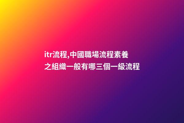 itr流程,中國職場流程素養之組織一般有哪三個一級流程(第0009篇)-第1張-觀點-玄機派