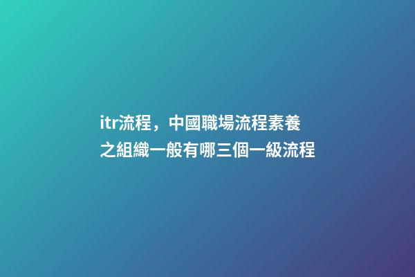 itr流程，中國職場流程素養之組織一般有哪三個一級流程(第0009篇)-第1張-觀點-玄機派