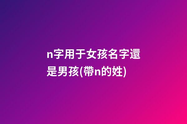 n字用于女孩名字還是男孩(帶n的姓)