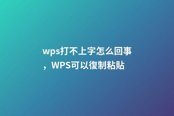 wps打不上字怎么回事，WPS可以復制粘貼-第1張-觀點-玄機派