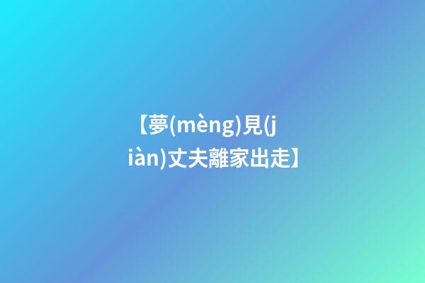 【夢(mèng)見(jiàn)丈夫離家出走】