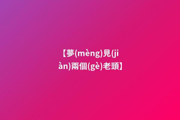 【夢(mèng)見(jiàn)兩個(gè)老頭】