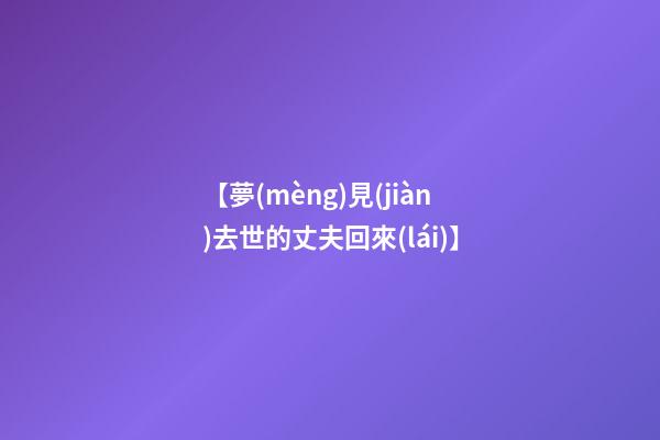 【夢(mèng)見(jiàn)去世的丈夫回來(lái)】