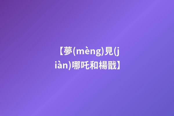 【夢(mèng)見(jiàn)哪吒和楊戩】