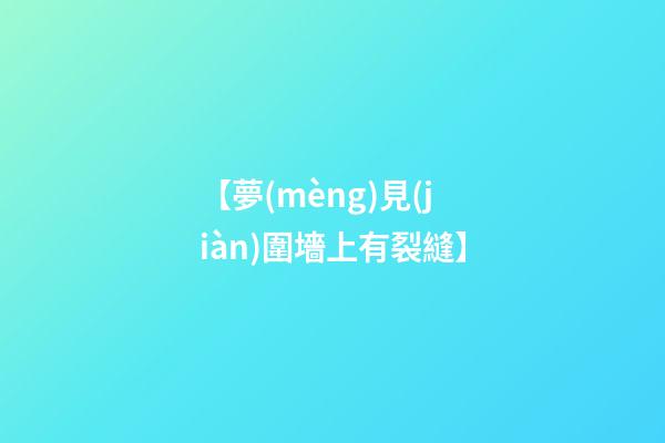 【夢(mèng)見(jiàn)圍墻上有裂縫】