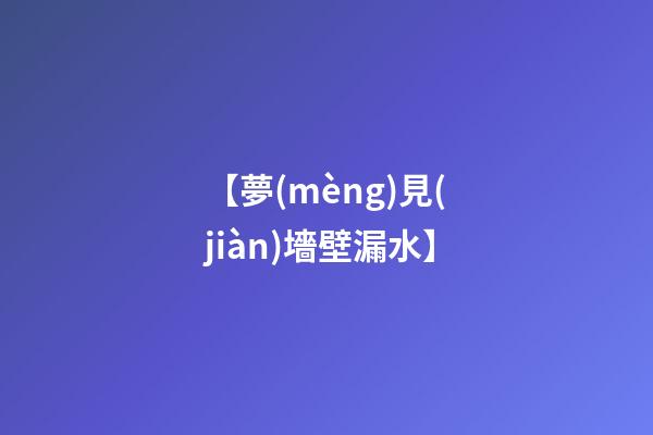 【夢(mèng)見(jiàn)墻壁漏水】