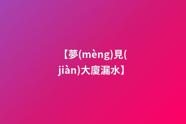 【夢(mèng)見(jiàn)大廈漏水】