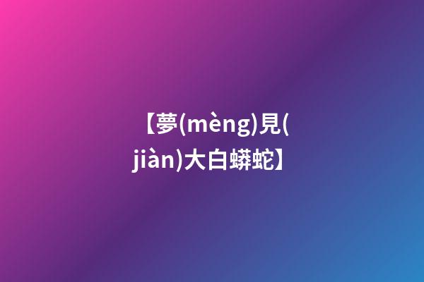 【夢(mèng)見(jiàn)大白蟒蛇】
