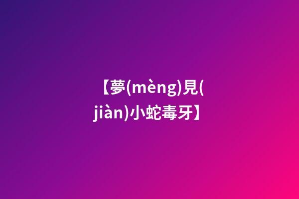 【夢(mèng)見(jiàn)小蛇毒牙】