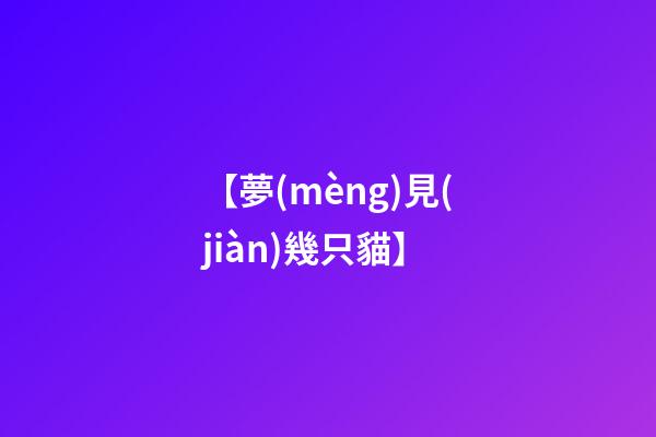 【夢(mèng)見(jiàn)幾只貓】