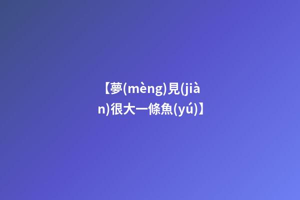 【夢(mèng)見(jiàn)很大一條魚(yú)】