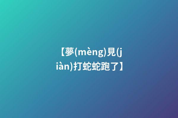 【夢(mèng)見(jiàn)打蛇蛇跑了】