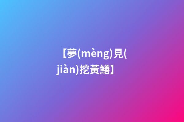 【夢(mèng)見(jiàn)挖黃鱔】