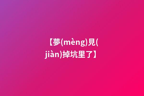 【夢(mèng)見(jiàn)掉坑里了】
