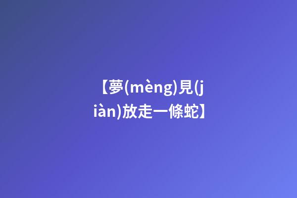 【夢(mèng)見(jiàn)放走一條蛇】