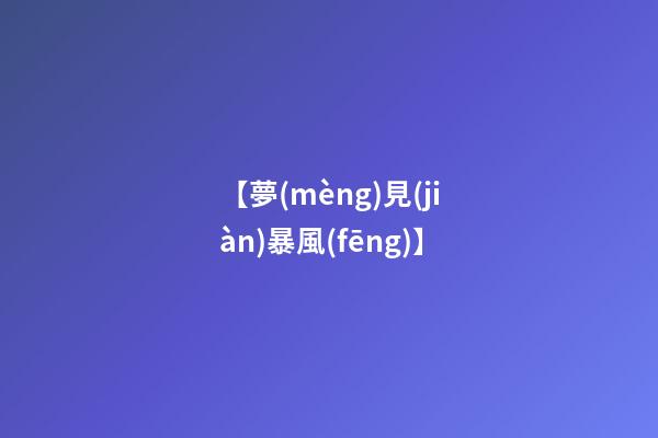【夢(mèng)見(jiàn)暴風(fēng)】