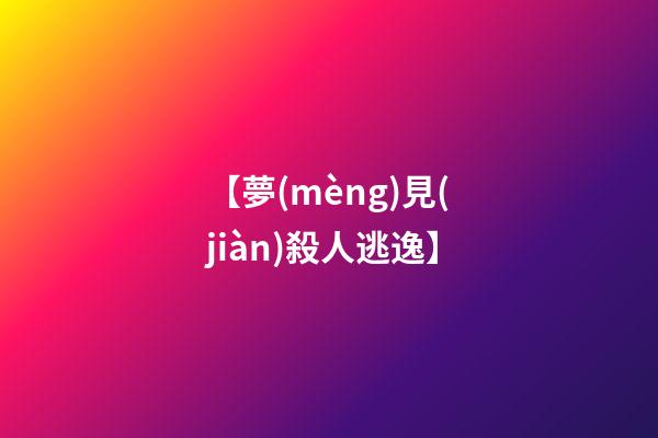【夢(mèng)見(jiàn)殺人逃逸】