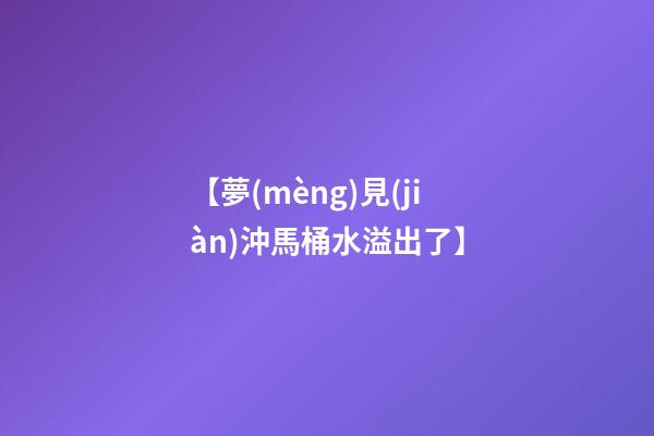 【夢(mèng)見(jiàn)沖馬桶水溢出了】