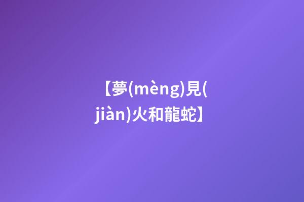 【夢(mèng)見(jiàn)火和龍蛇】