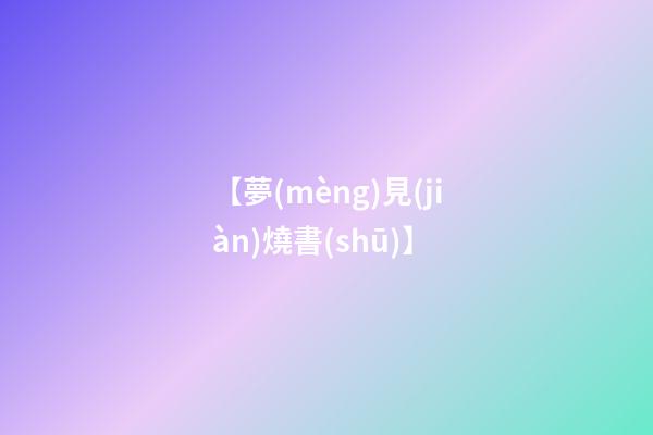 【夢(mèng)見(jiàn)燒書(shū)】