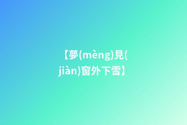 【夢(mèng)見(jiàn)窗外下雪】